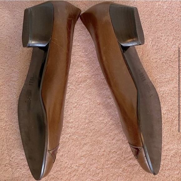 Arnold Churgin Brown Leather Slip On W  Chunky Heel 40 - Picture 4 of 11